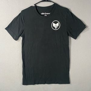 Alpha Forward Attack The Day Logo Short Sleeve Black T Shirt Womans Size Small